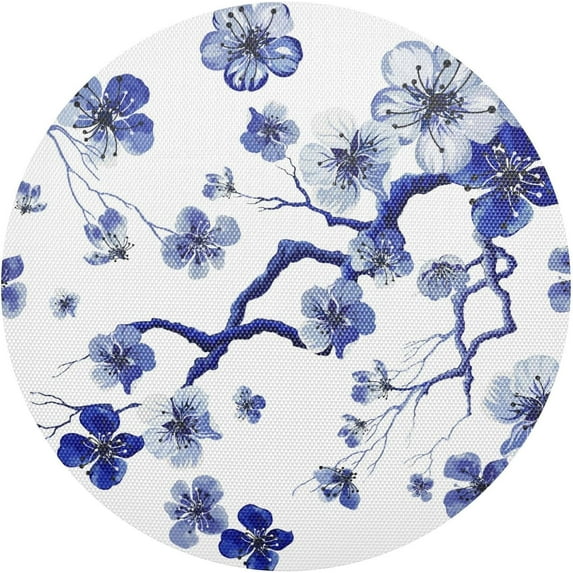 Coolnut Oriental Cherry Blossoms Round Placemat Set of 6, Non-Slip Heat Resistant & Waterproof Plate Pads for Dinner Table Table Placemats, 15.4 in Home Decor Gifts