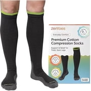 ZenToes Unisex Knee High Athletic Compression Socks, 15-20 mmhg Graduated Support with Targeted Cushioning, 1 Pair, Large, Graphite