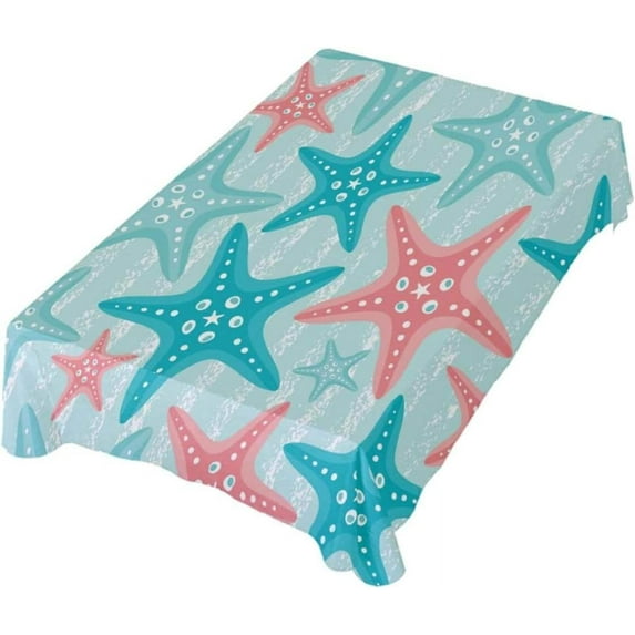 Coolnut Outdoor & Indoor Rectangle Tablecloth,Beautiful Colorful Starfish Dinner Table Cover for Patio, Picnic, Holiday Party 54x54In