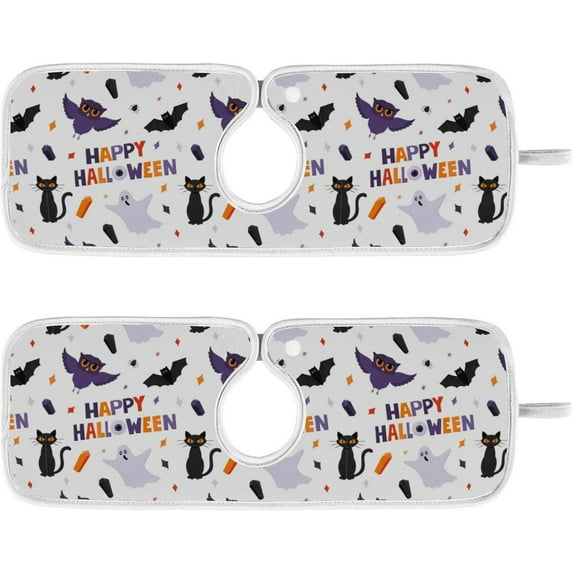 Coolnut Owl Cat Kiiten Cute Sink Splash Guard for Faucet 2 Packs Faucet Absorbent Mats, Happy Halloween Faucet Handle Drip Catcher Quickly Drying Mat for Kitchen Counter Bathroom, 14.9"x5.5"