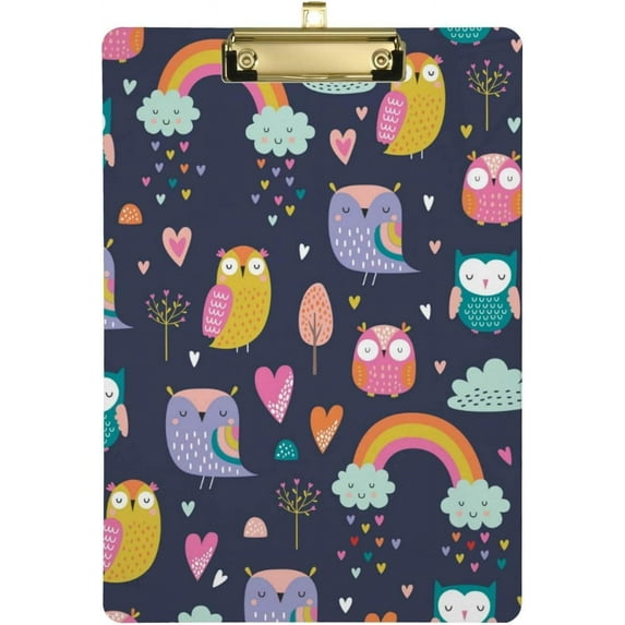 Coolnut Owl Clipboard, Acrylic Standard A4 Letter Size Clip Board with Low Profile Clip for Office, Classroom, Doctor, Nurse and Teacher, 12.5"x9"