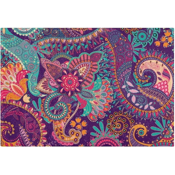 Coolnut Paisley Floral High Absorbent U-Shaped Contour Toilet Rugs Machine Washable,24"x20"