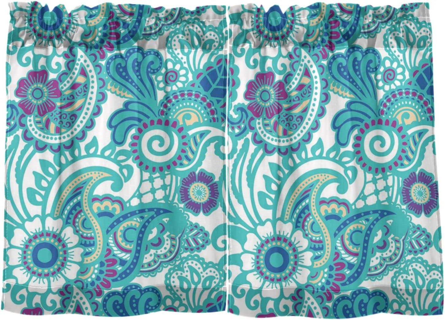 Coolnut Paisley Floral Kitchen Curtains 2 Panels UV Protected Tier coolnut-paisley-floral-kitchen-curtains-2-panels-uv-protected-tier