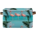 thumbnail image 1 of Coolnut Palm Flamingo Foldable Canvas Storage Bin, Sturdy Fabric Storage Basket with Handles, Storage Cube Box for Organizing Shelf Nursery Toy Closet 2PCS#873 Home Decor, 1 of 7