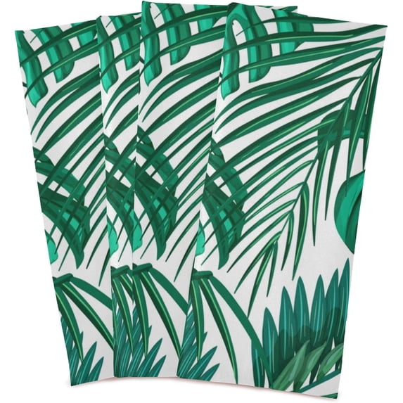 Coolnut Palm Leaf Kitchen Dish Towel Set of 4, Super Absorbent Soft Drying Cloth Tea Bar Towels, 28 x 18 Inch