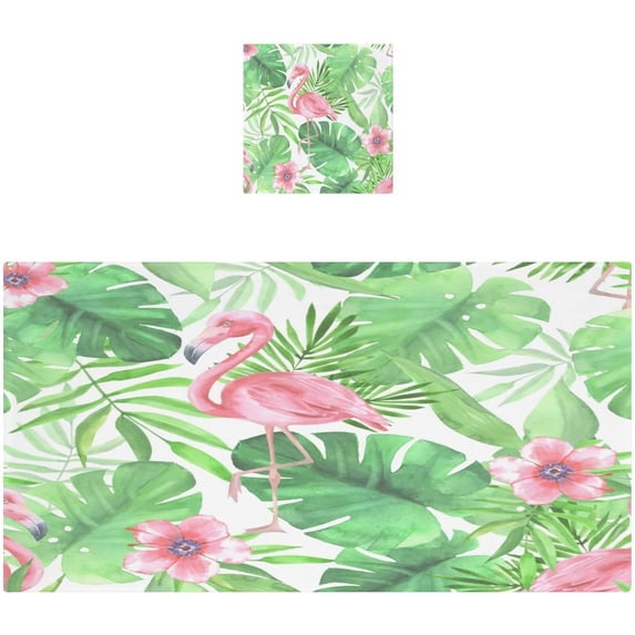 Coolnut Palm Leaves Flamingo Bath Towels with 1 Washcloth, 27"x54" + 12"x12"100% Cotton Bathroom Towels Set, Ultra Absorbent and Super Soft Bath Towel for Hotel, Home