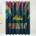 thumbnail image 1 of Coolnut Palm Leaves and Aloha Hawaii Thermal Insulated Blackout Grommet Printed Window Curtain - 84x55 in - 100% Polyester 2 Panels, Stitchingstyles, 1 of 6