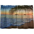 thumbnail image 1 of Coolnut Palm Tree Kitchen Curtains UV Protected Tier Curtains 2 Panels Kitchen Tiers Half Window Curtains for Guest Room Bathroom Laundry Room Basement, 36 x 27 Inch Home Decor, 1 of 7