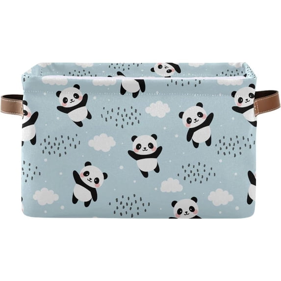 Coolnut Panda (1) Foldable Storage Basket for Shelves, Collapsible Sturdy Storage Bin with Handles, Canvas Storage Cube for Organizing Closet 1PCS Home Decor