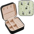Coolnut Panda and Bamboo Small Jewelry Box, Travel Portable Square