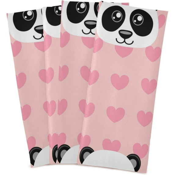 Coolnut Panda Kitchen Dish Towel Set of 4, Super Absorbent Soft Drying Cloth Tea Bar Towels, 28 x 18 Inch