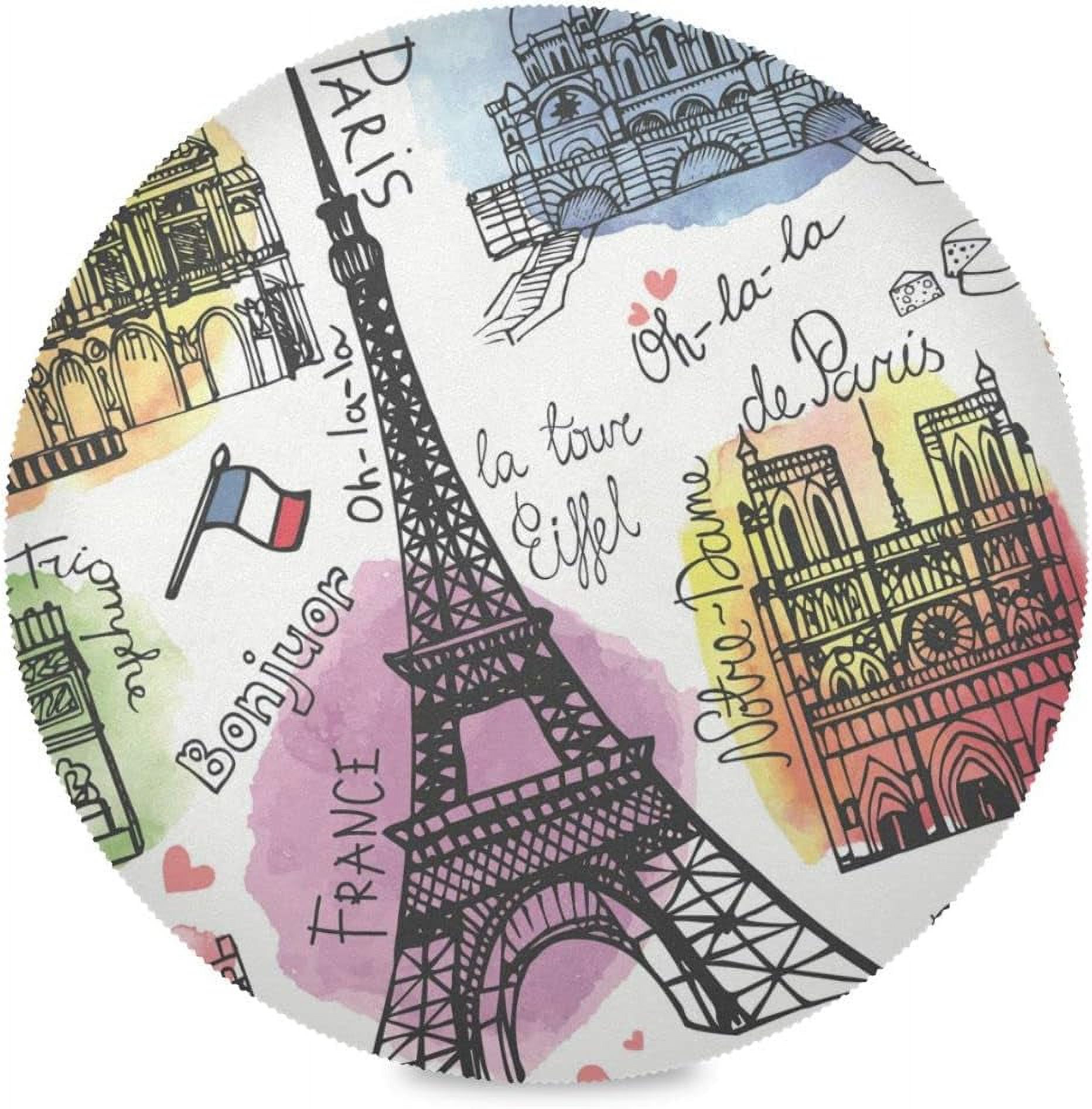 Coolnut Paris Eiffel Tower Round Placemats Set of 1, NonSlip Heat
