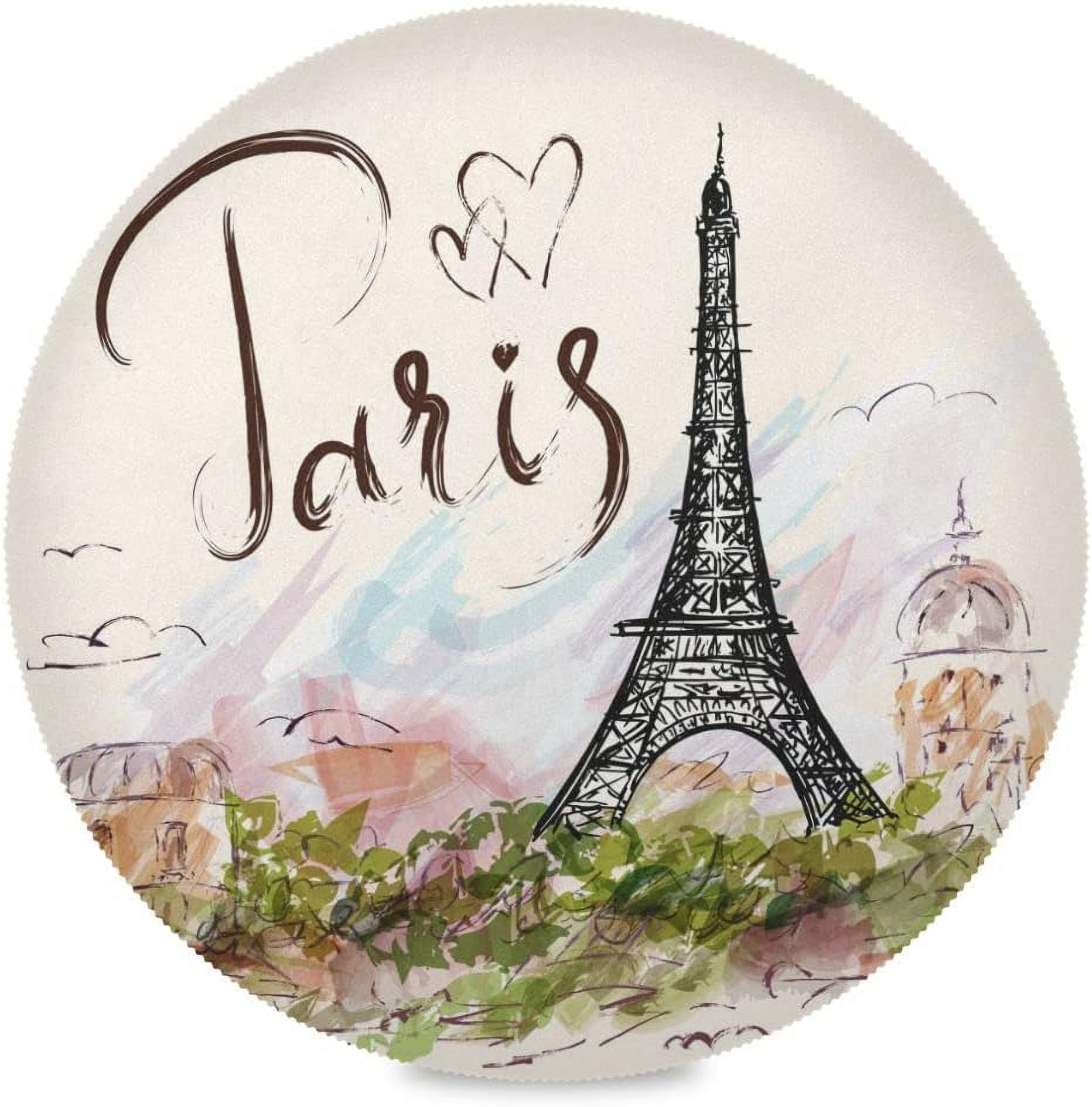 Coolnut Paris Eiffel Tower Round Placemats Set of 1, NonSlip Heat