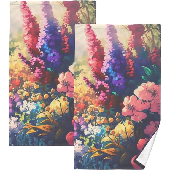 Coolnut Pastoral Floral Hand Towels 2 Pieces, Cotton Bath Towel for Drying Face Hands Body Decorative Water Absorbent Lightweight Towels for Bathroom Ktichen Travel Gym, 16"x28"