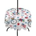 thumbnail image 1 of Coolnut Patriotic Star Round Tablecloth with Zipper Umbrella Hole, Waterproof Washable Polyester Fabric Table Cover for Outdoor Patio Garden Party, 60", 1 of 7