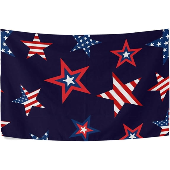 Coolnut Patriotic Stars Tapestry Washable Polyester Art Wall Hanging Blanket for Living Room Bedroom Dorm Party, 60 x 40 Inch Home Decor Gifts