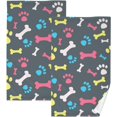 thumbnail image 1 of Coolnut Paws Bones Patterned Hand Towels 2 PCS, Cotton Bath Towel for Drying Face Hands Body Decorative Water Absorbent Lightweight Towels for Bathroom Ktichen Travel Gym, 16"x28", 1 of 6