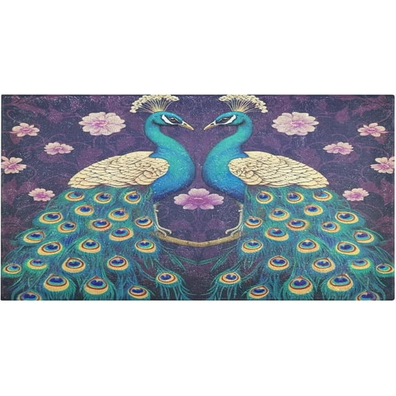 Coolnut Peacocks Pattern Bath Mat, Dry Quickly Non Slip Absorbent Bath Rug, Soft Living Room Bedroom Home Floor Mats, Bath Mats for Bathroom, Tub and Shower 20" x 39" Home Decor