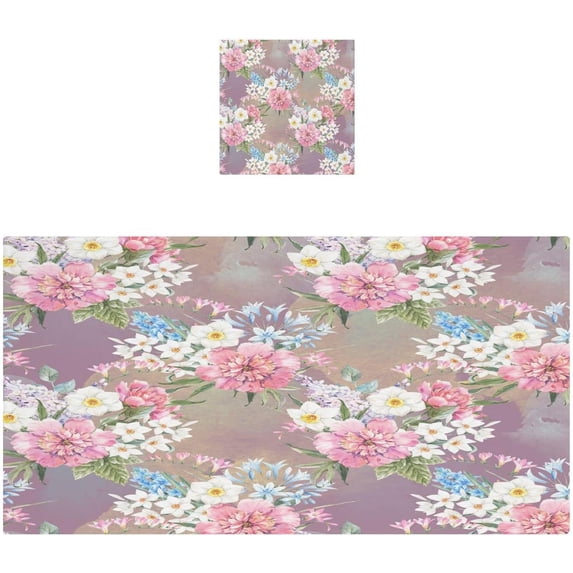 Coolnut Peony Bath Towels with 1 Washcloth, 27"x54" + 12"x12"100% Cotton Bathroom Towels Set, Ultra Absorbent and Super Soft Bath Towel for Hotel, Home