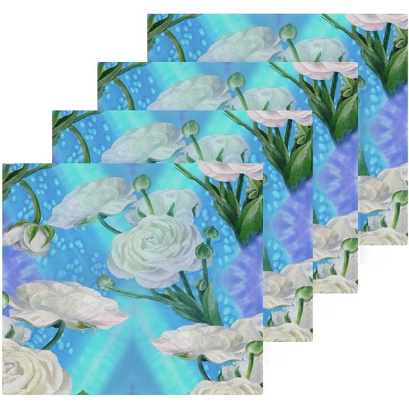 Coolnut Peony Flower Watercolor Blue Washcloths Towels, Highly Absorbent and Soft Cotton Face Cloths, 6 Pack Quick Dry Wash Cloths - 12 X 12 Inches Washcloth Gift