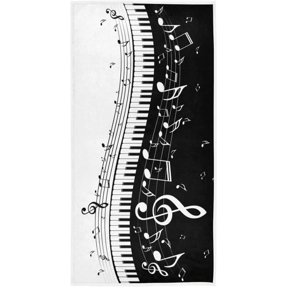 Coolnut Piano Keys Musical Notes Hand Towels Absorbent Ultra Soft Guest Bath Towels Washcloth for Hand Face Bathroom Gym Spa 15"x30" Wash cloth
