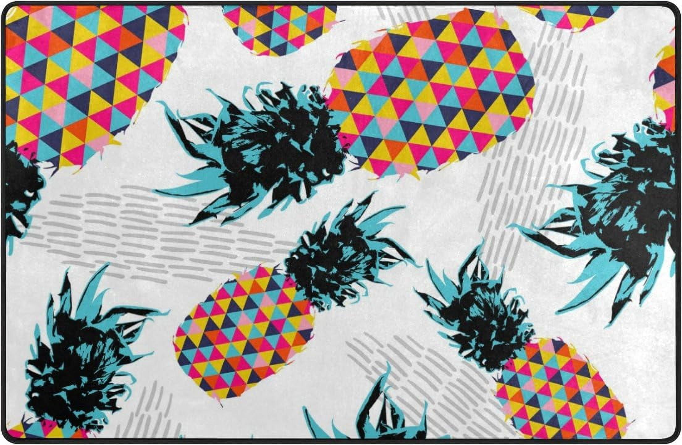 Neon Mix Fruit Pineapple Hawaiian Print Round Rug
