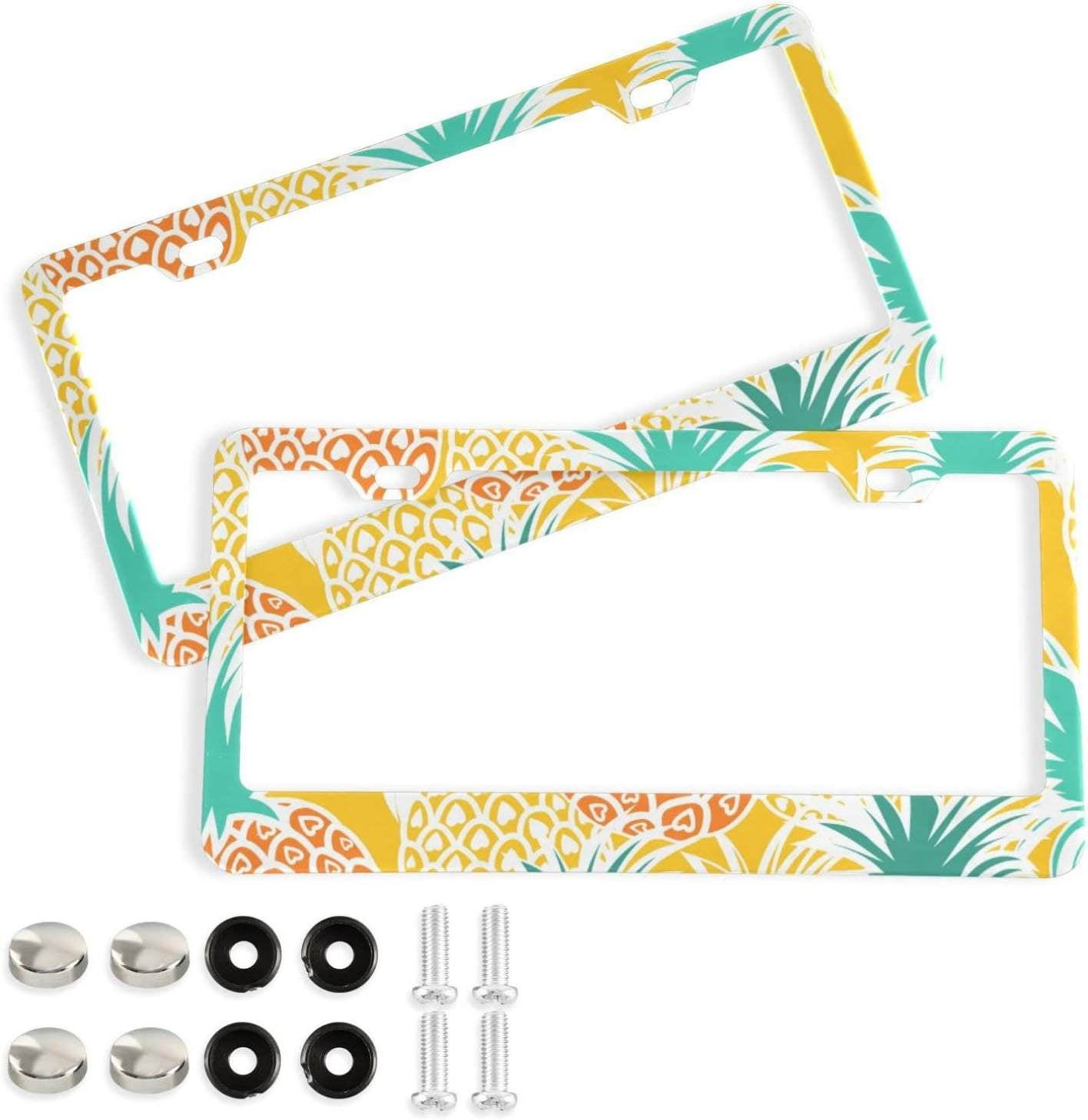 Coolnut Pineapple License Plate Frames 2pcs, Aluminum Universal Car