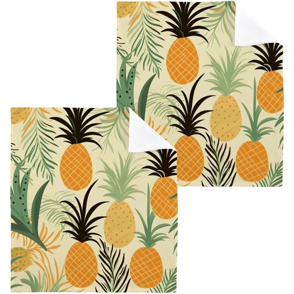 Coolnut Pineapple Palm Washcloths Set of 4-12 x 12 inch Pure Cotton Wash Cloth Highly Absorbent and Soft Fingertip Towels Face Cloths for Bath, Spa Wash cloth