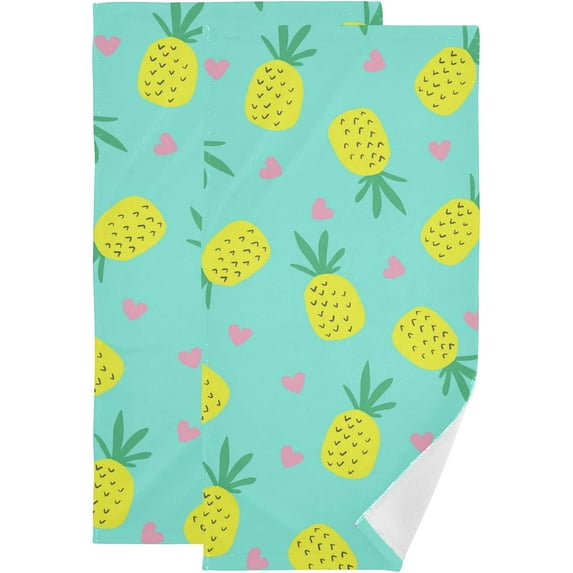 Coolnut Pineapple Soft Hand Towels, 2 PcsAbsorbent Bath Towel Decorative Fingertip Towels for Bathroom Gym Spa Hotel Beach Swimming Pool,14.4"x 28.3"