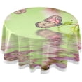 thumbnail image 1 of Coolnut Pink Butterfly Round Tablecloth,Washable Oil Proof Table Cover for Kitchen Holiday Party Wedding Picnic Decoration, 1 of 7