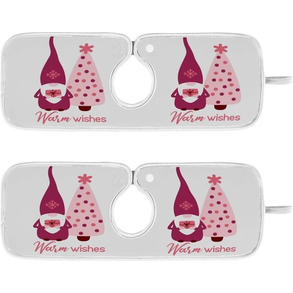 Coolnut Pink Christmas Gnome Kitchen Sink Splash Guard 2 Packs Faucet Absorbent Mats Xmas Warm Wishe Faucet Handle Drip Catcher Quickly Drying Mat for Kitchen Counter Bathroom, 30"x5.5"