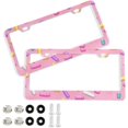 thumbnail image 1 of Coolnut Pink Donut Glaze 2 Holes Car License Plate Frames 2PCS, Car License Plate Holder with Screw Caps Cover Set Automotive Exterior Parts Decoration for US Vehicles, 1 of 7