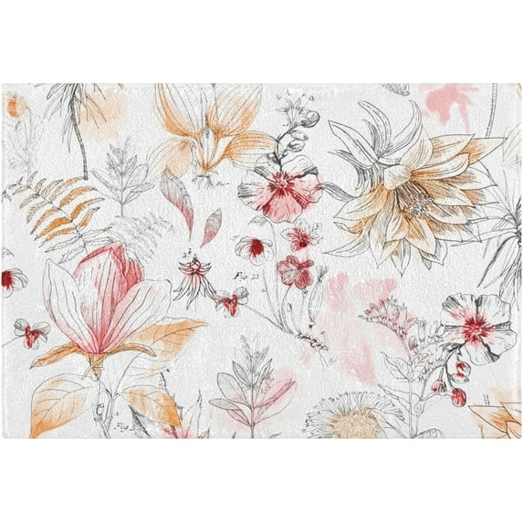 Coolnut Pink Flowers Daisies Bathroom Rug Rectangular Bath Mat Non Slip Bath Rugs Absorbent Shaggy Bathmats for Sink Shower 16" x 24" Home Decor