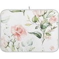 thumbnail image 1 of Coolnut Pink Flowers White Dish Drying Mat for Kitchen, 18 x 24 Inch Microfiber Absorbent Dish Drying Pad, Machine Washable Kitchen Counter Protect Mats, 1 of 7