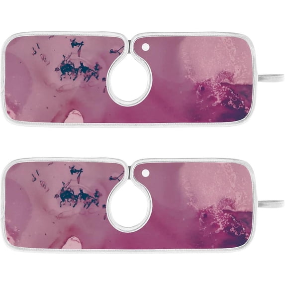 Coolnut Pink Fog Pretty Sink Splash Guard for Faucet 2 Packs Faucet Absorbent Mats, Marbling Colorful Faucet Handle Drip Catcher Quickly Drying Mat for Kitchen Counter Bathroom RV, 14.9"x5.5"