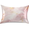 thumbnail image 1 of Coolnut Pink Gold Marble Satin Pillowcase for Hair and Skin Silk Pillowcase Soft Sleeping Pillow Covers Smooth Cooling Pillowcase with Envelope Closure Size Standard 20x26 in Home Decor Gifts, 1 of 7