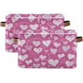 thumbnail image 1 of Coolnut Pink Heart Foldable Storage Basket for Shelves, Collapsible Sturdy Storage Bin with Handles, Canvas Storage Cube for Organizing Closet 2PC Home Decor, 1 of 7
