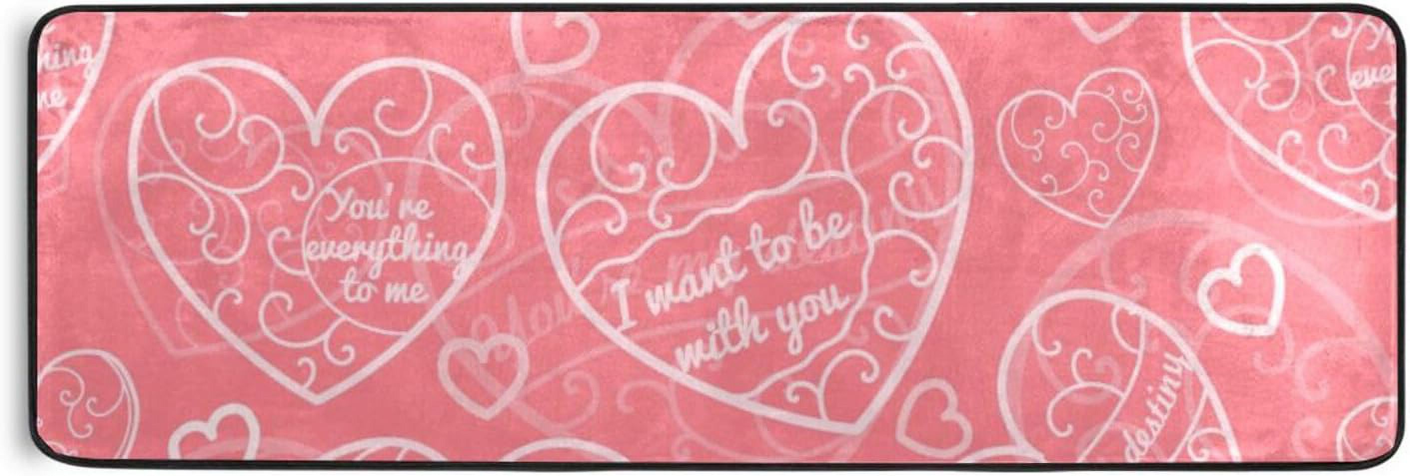 Heart Runner Rug Coolnut Pink Heart Printing Area Rug - 2' x 6' Washable Runner Rugs ...
