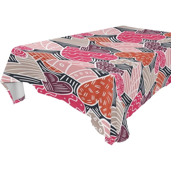 Coolnut Pink Hearts Fabric Square Tablecloth - Waterproof and Wrinkle-Resistant Table Cloth 60x60 Inch Table Cover for Indoor & Outdoor Dining House Decor