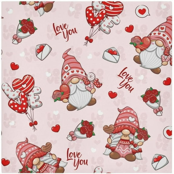 Coolnut Pink Lovely Elf Dwarf Cloth Napkins Set of 6, Durable Printed Washable Table Napkins for Valentines, Weddings, Dinners Parties Home Decor, 20 x 20 Inch Washcloth Gift