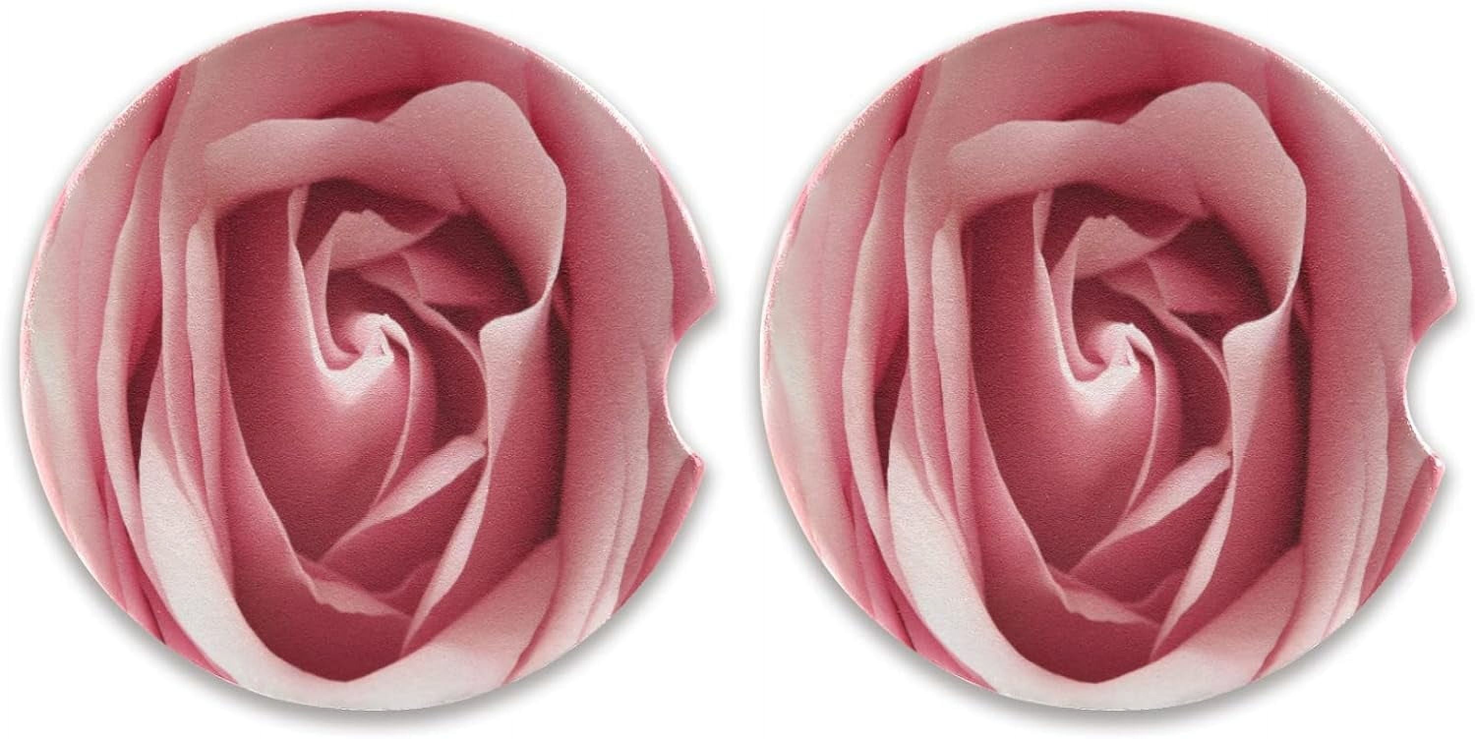 Coolnut Pink Rose Car Coaster 2 Pieces, with Finger Slits, Easy to ...