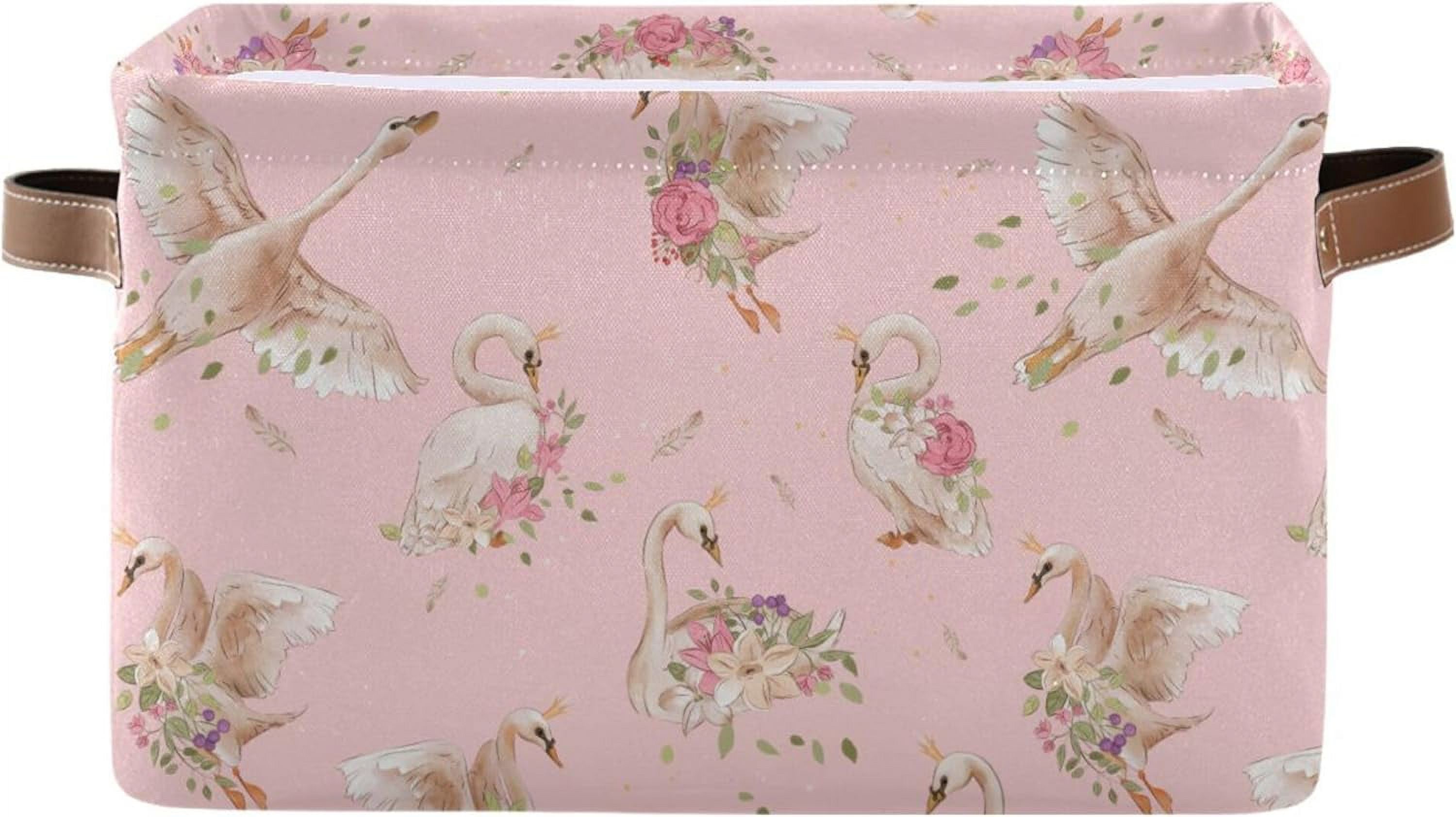 Coolnut Pink Swan Princesses Storage Basket Foldable Storage Bin