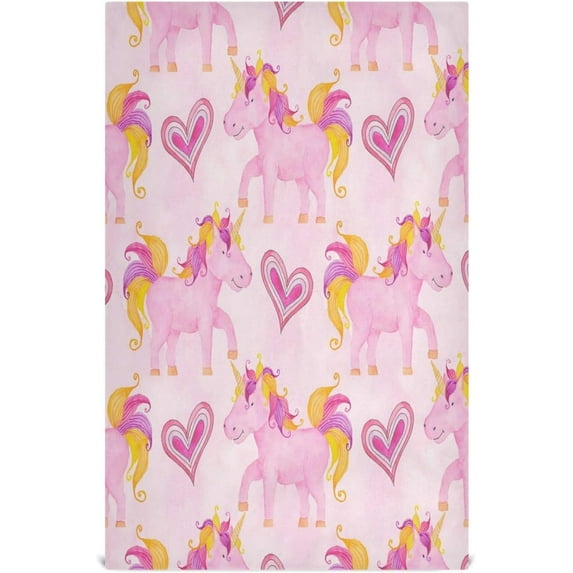 Coolnut Pink Unicorn Kitchen Dish Towels Set of 1,Dishcloths,Absorbent Soft Towels Hand Towels, Tea Towels,18" x 28"