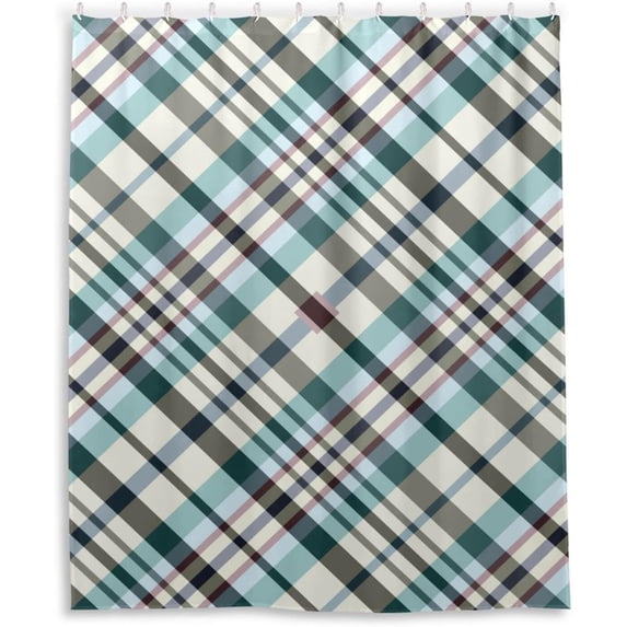 Coolnut Plaid Texture Shower Curtain Bathroom Decor Watercolor Shower Curtain Sets Fabric Cloth Bathroom Curtains with Hooks 60x72 Inch