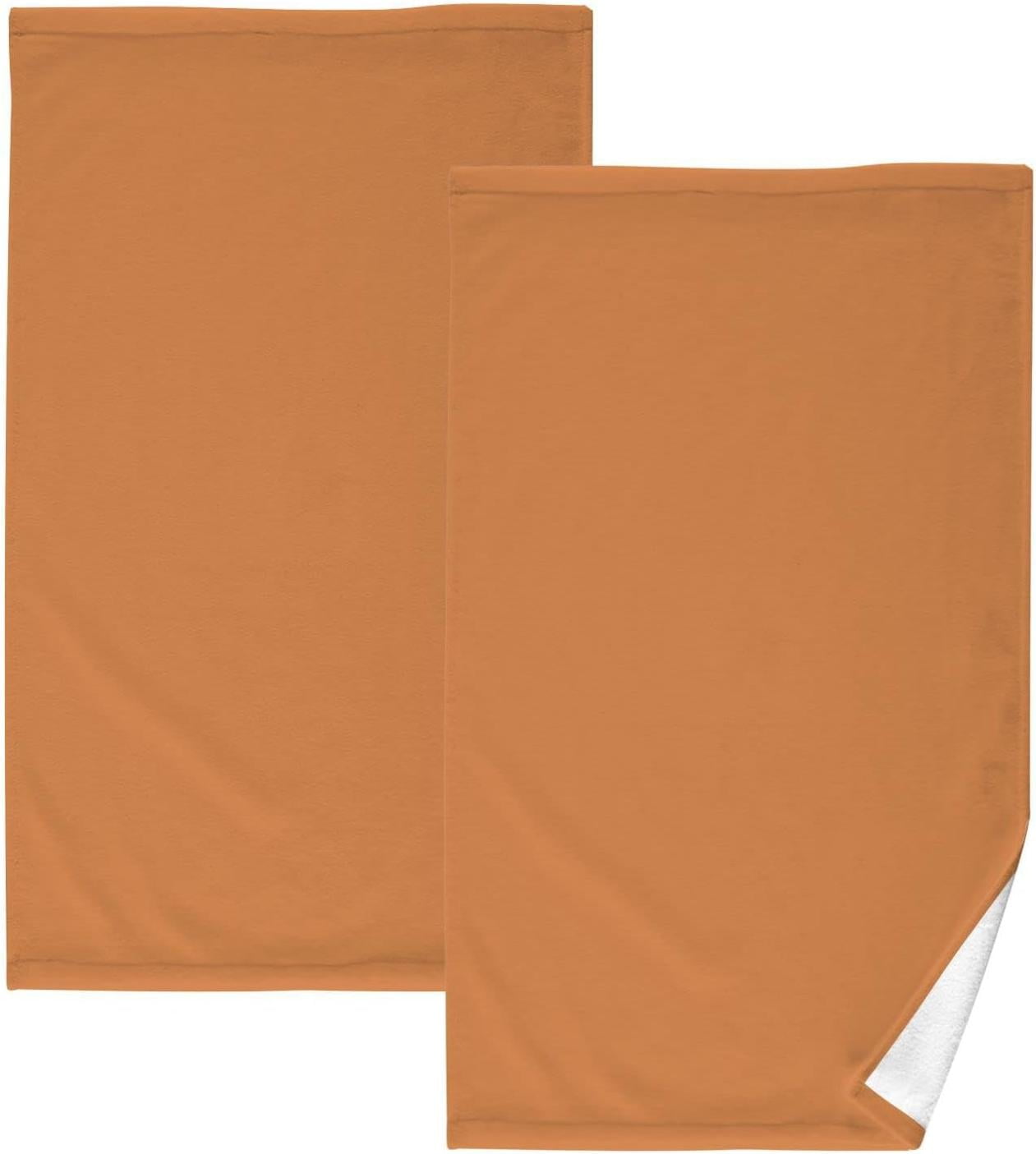 Coolnut Plain Rust Orange Solid Color Hand Towels Set of 2 Soft