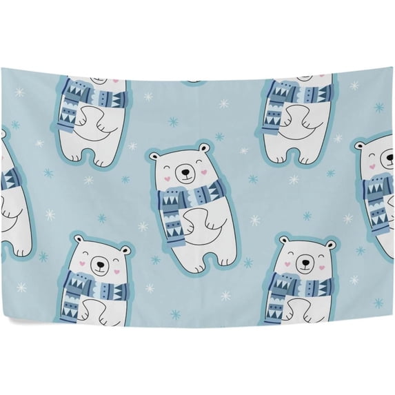 Coolnut Polar Bear Tapestry Washable Polyester Art Wall Hanging Blanket for Living Room Bedroom Dorm Party, 80 x 60 Inch Home Decor Gifts