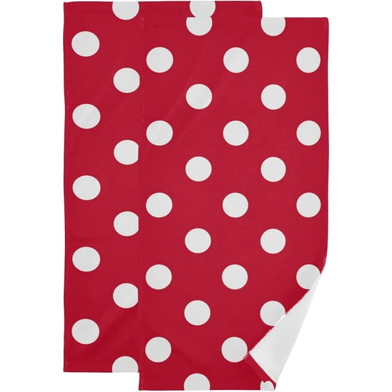Coolnut Polka Dot Soft Hand Towels, 2 PcsAbsorbent Bath Towel Decorative Fingertip Towels for Bathroom Gym Spa Hotel Beach Swimming Pool,14.4"x 28.3"