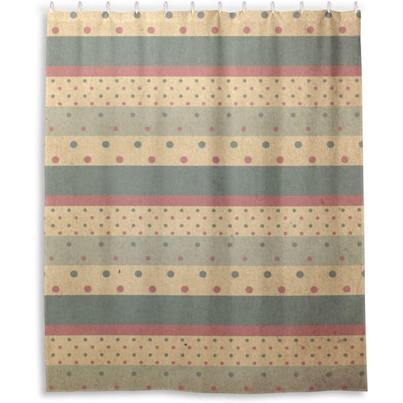 Coolnut Polka Dots Stripes Bathroom Waterproof Shower Curtain Set Bathtub Curtain with 12 Hooks for Bathroom Decor,Hotel,Room,60x72Inch