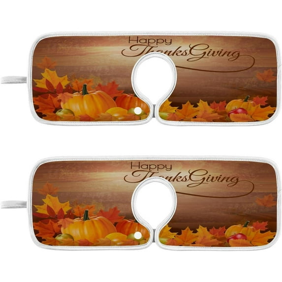 Coolnut Pumpkin Maple Fall Kitchen Sink Splash Guard 2 Packs Faucet Absorbent Mats Happy Thanksgiving Faucet Handle Drip Catcher for Kitchen, Bathroom,Sink Mat, Dish Drying Mat, 23.6"x5.5"