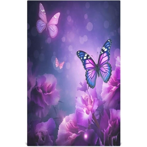 Coolnut Purple Butterfly Kitchen Towels, 18 x 28 Inch Super Soft and Absorbent Dish Cloths for Washing Dishes, 1 PCS Reusable Multi-Purpose Microfiber Hand Towels for Kitchen
